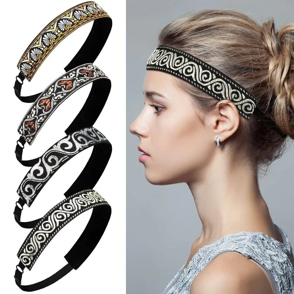 Women Velvet Hair Bands 8 Pack Non Slip Adjustable Boho Style for Yoga Sports